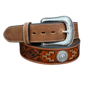 Cinto Masculino Ropper Bordado Tribal Com Detalhe Prata