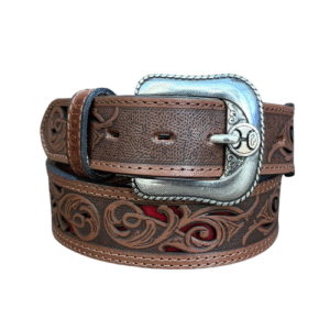 Cinto Masculino Hooey Bordado Vazado/Vermelho